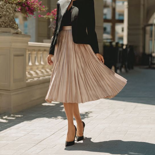4. Pleated Midi Skirt (Adjusted Length)
