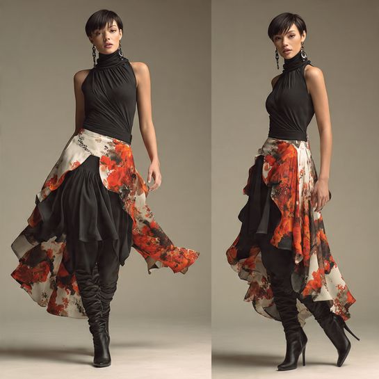 The Asymmetrical Floral Skirt