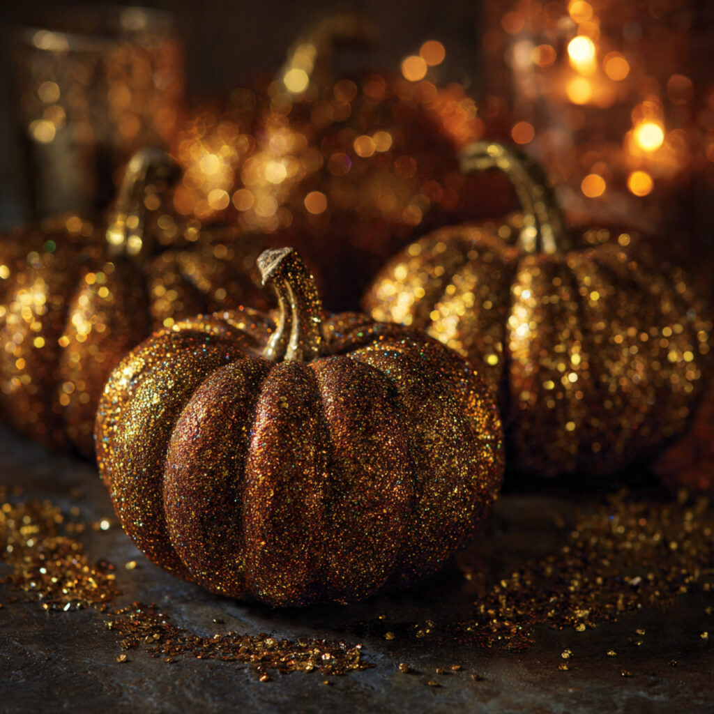  Glitter-Dipped Pumpkins