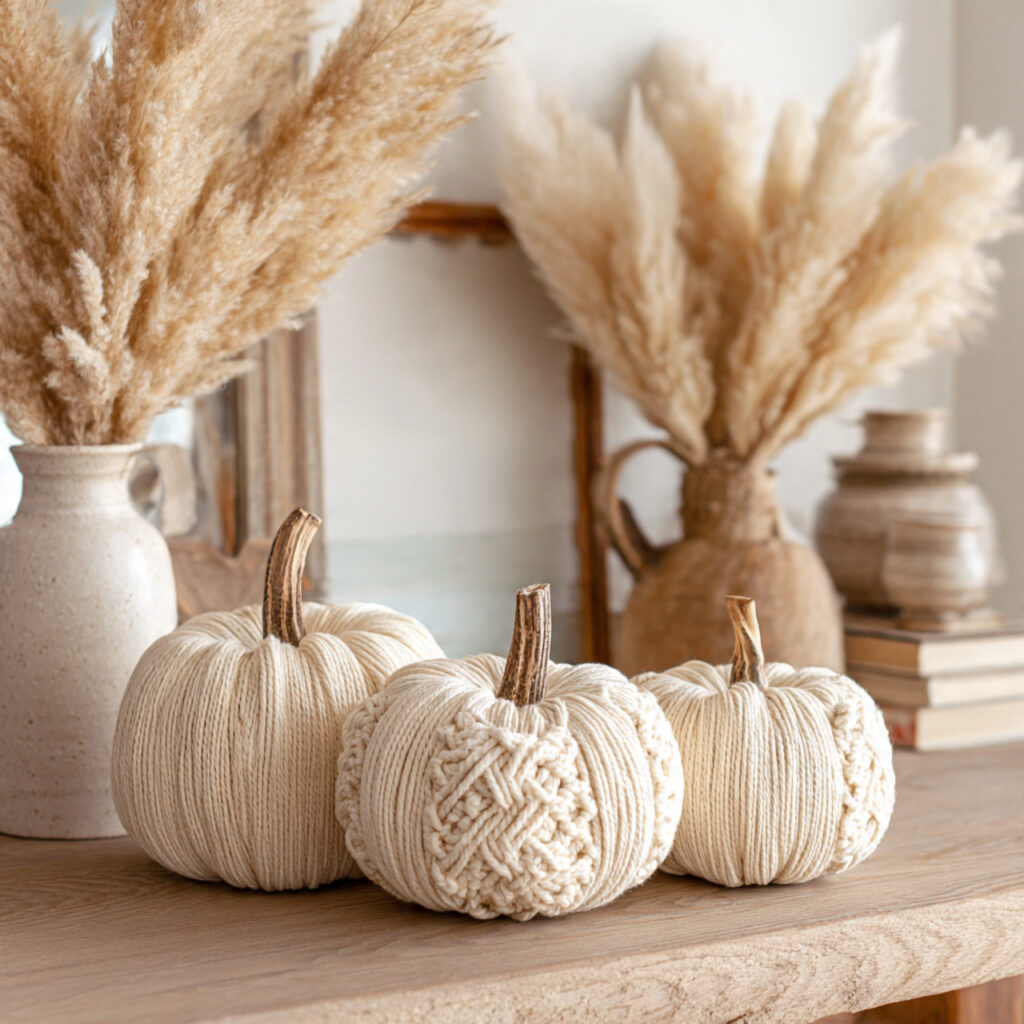 Macramé-Wrapped Pumpkins