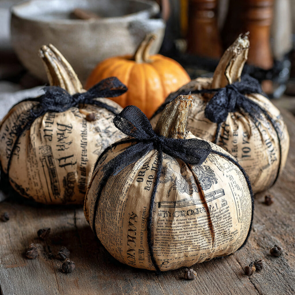 Newspaper-Covered Pumpkins