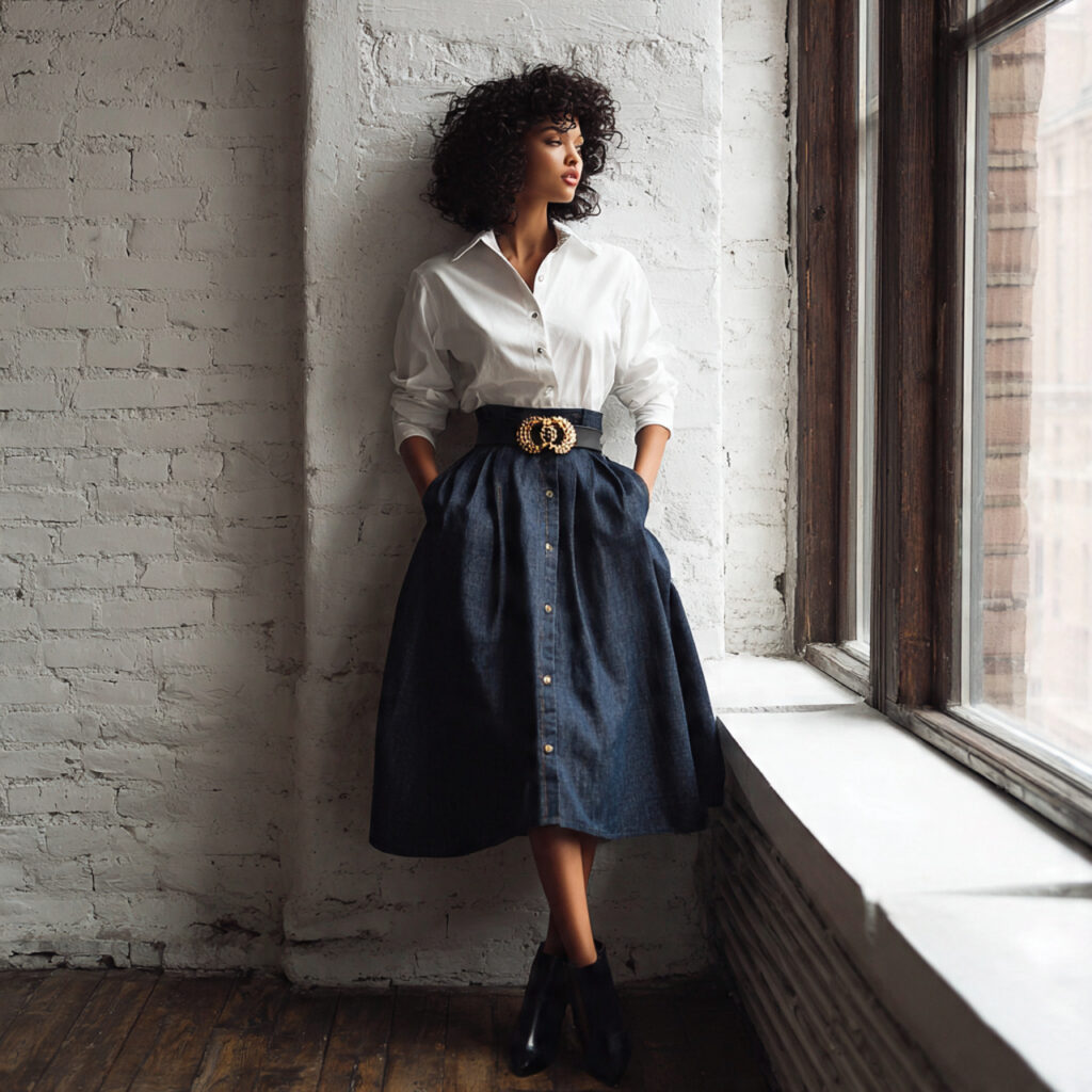 The Denim Midi Skirt