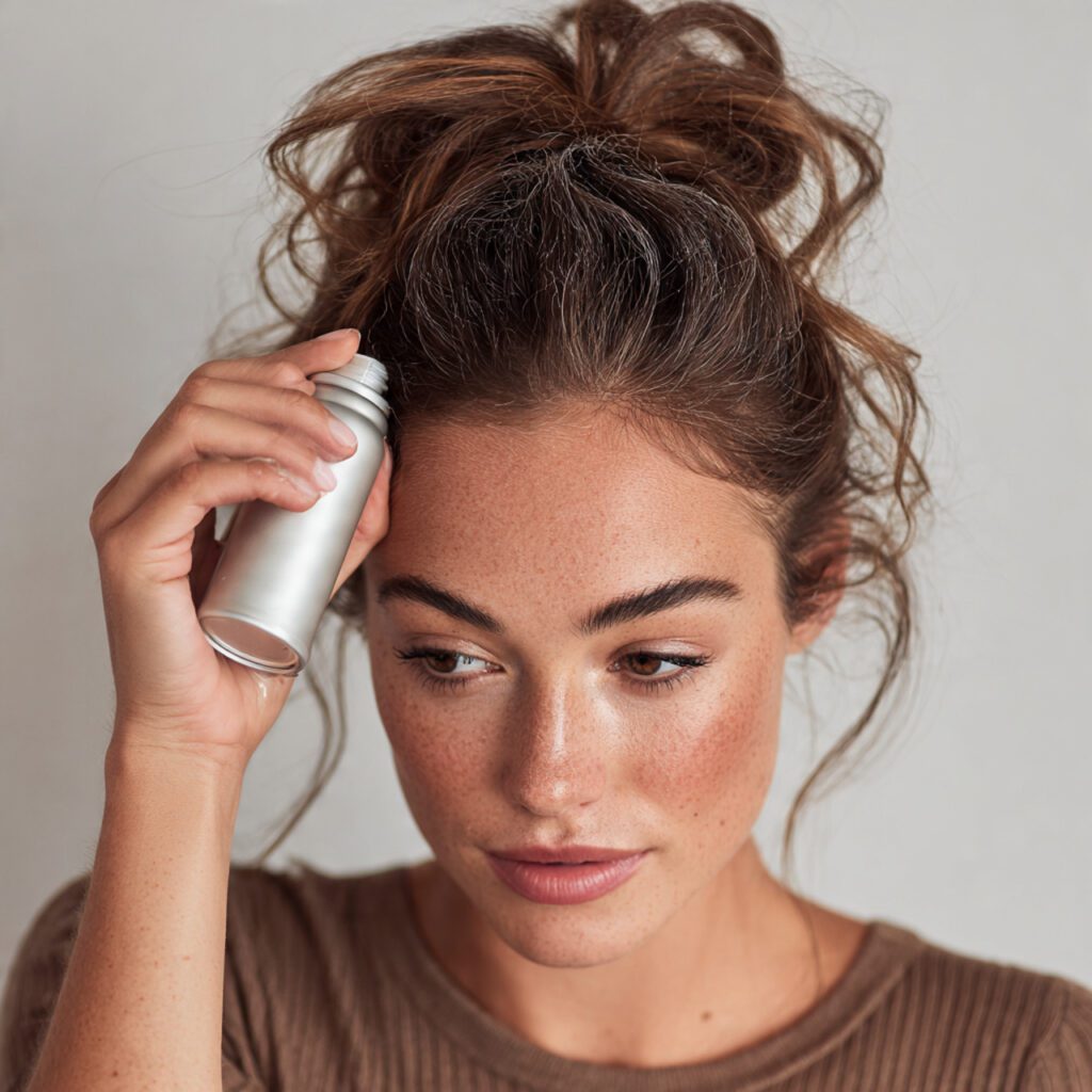 applying_dry_shampoo_at_roots_volumizing_spray