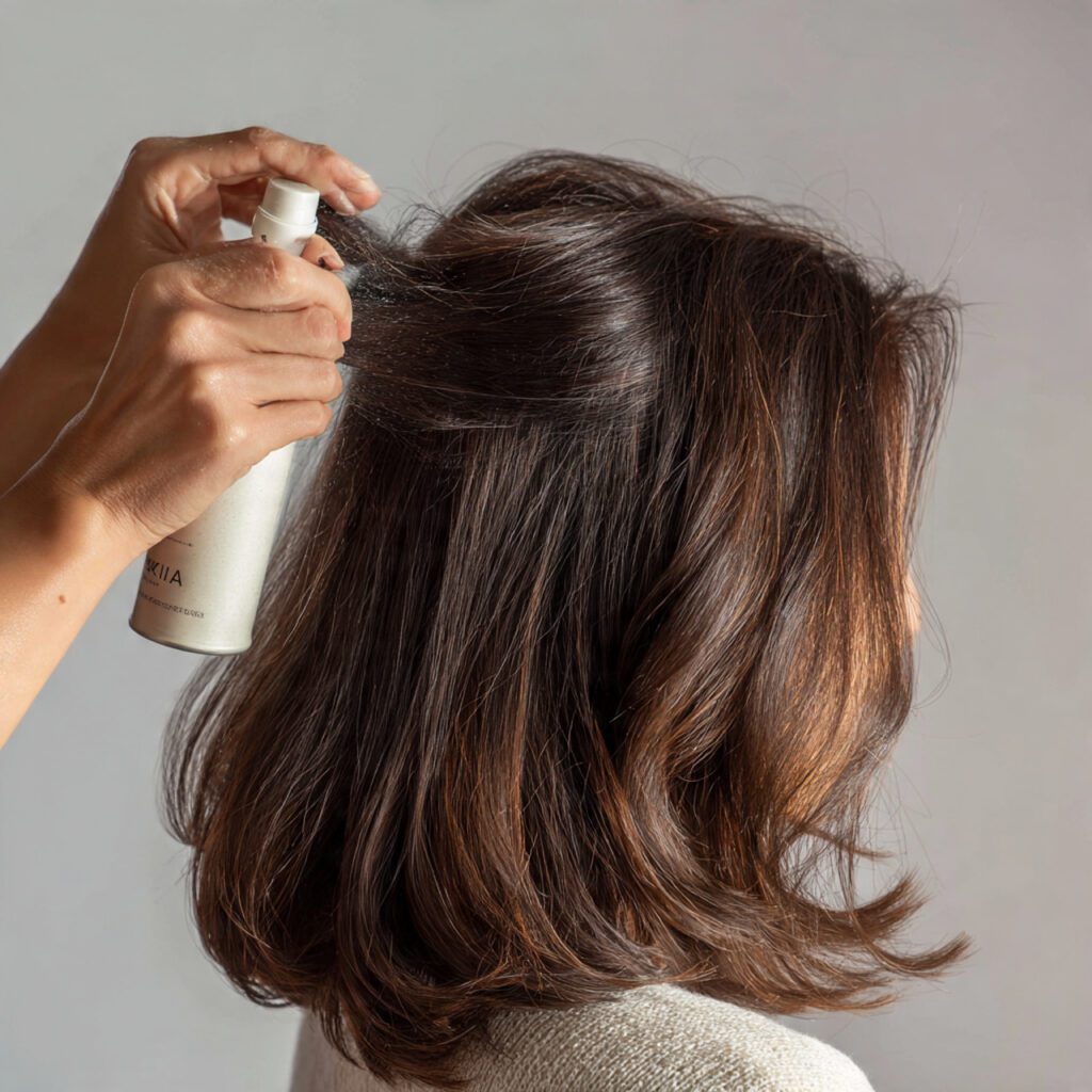 applying_vegan_amika_mousse_to_flat_thin