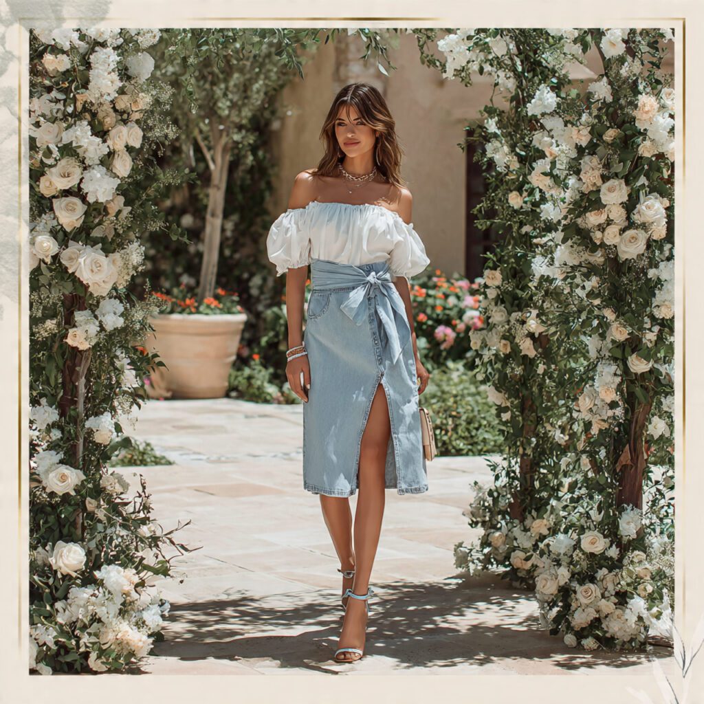 belted_denim_skirt_flowy_off_shoulder_blouse_strappy
