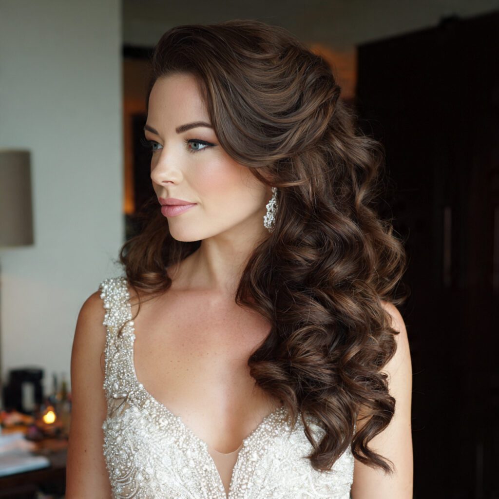 Voluminous Curls for Long Faces