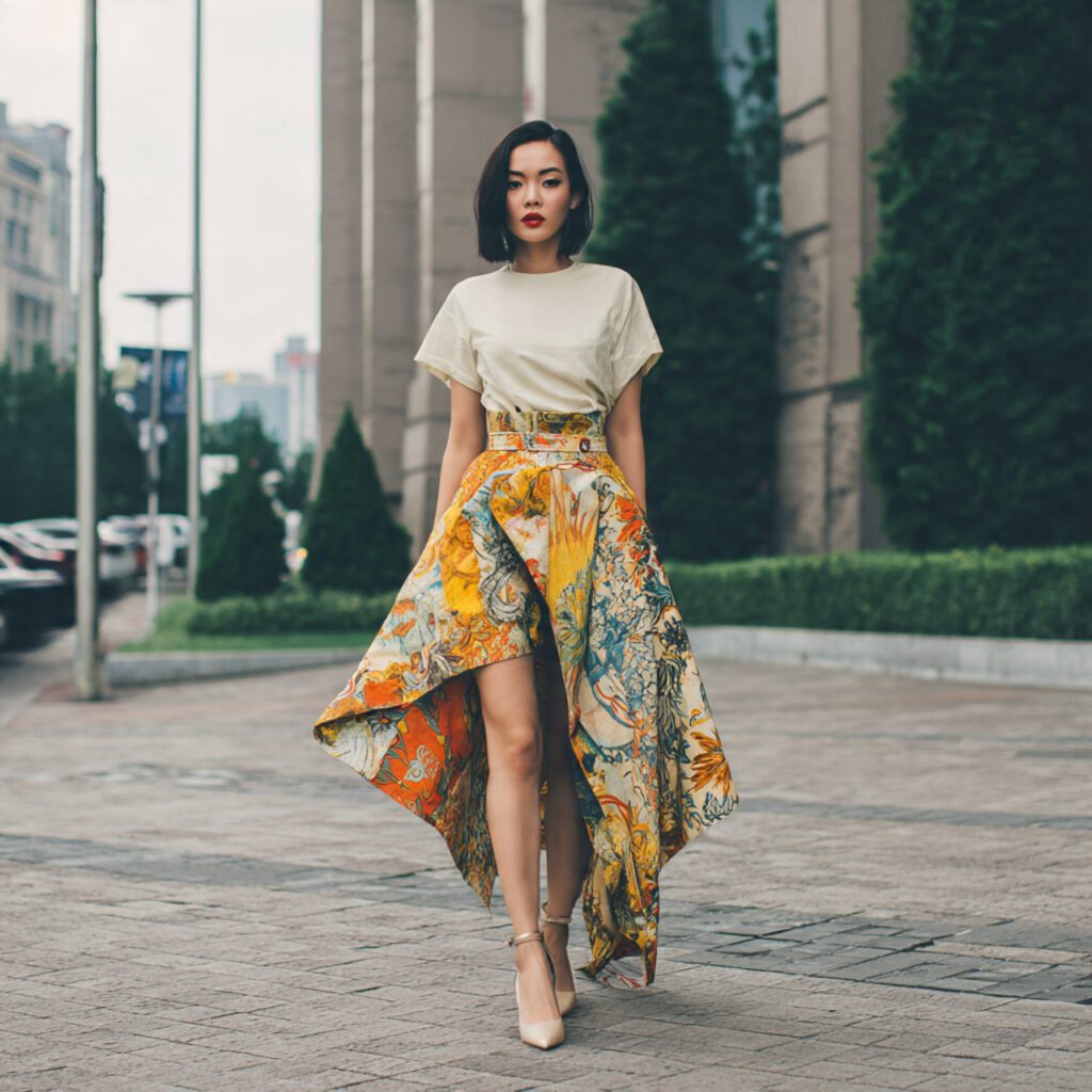 bold_printed_skirt_with_solid_top_neutral