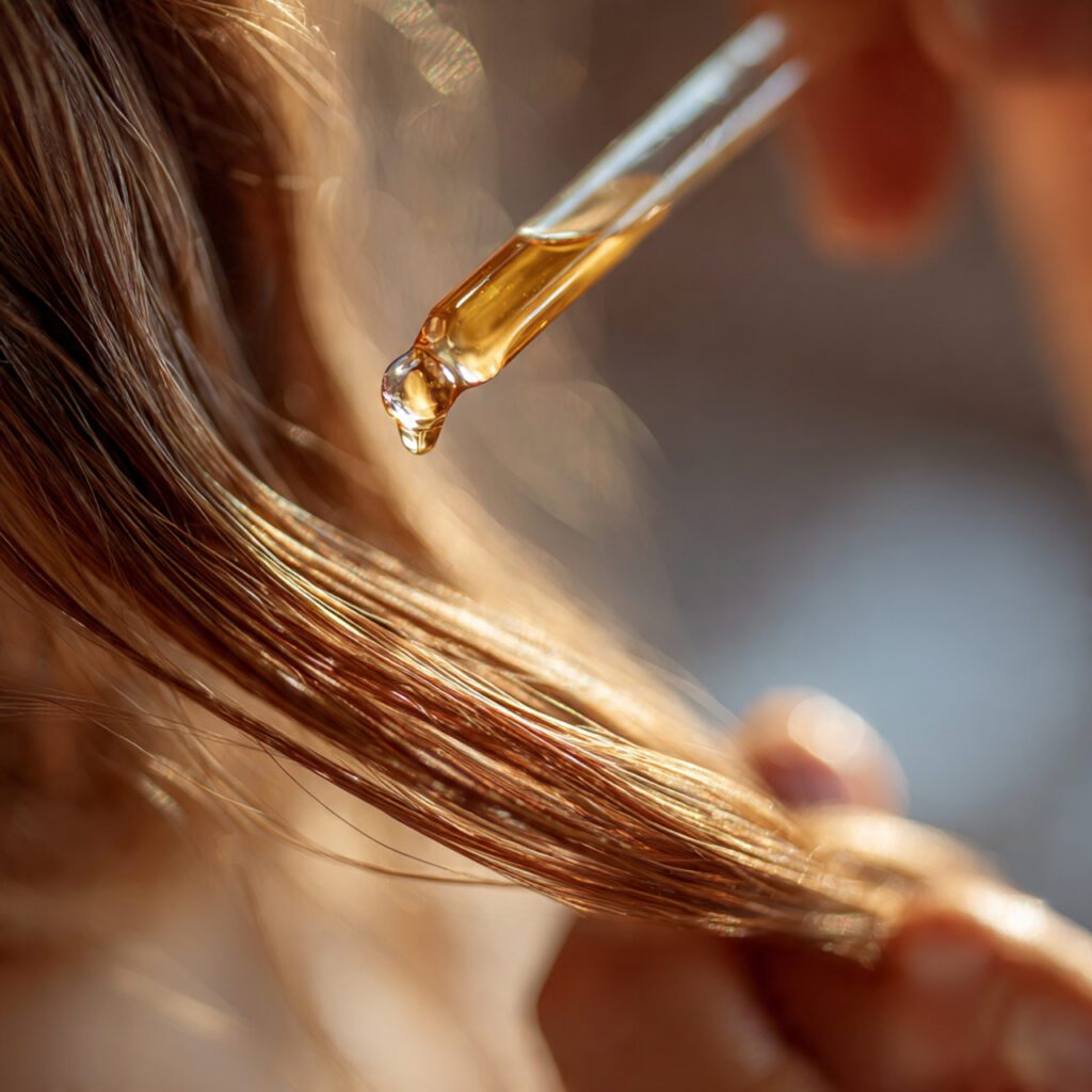 drop_of_lightweight_hair_oil_being_applied