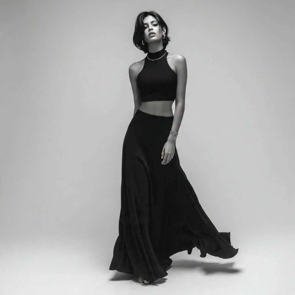 elegant_woman_wearing_a_monochrome_solid_maxi