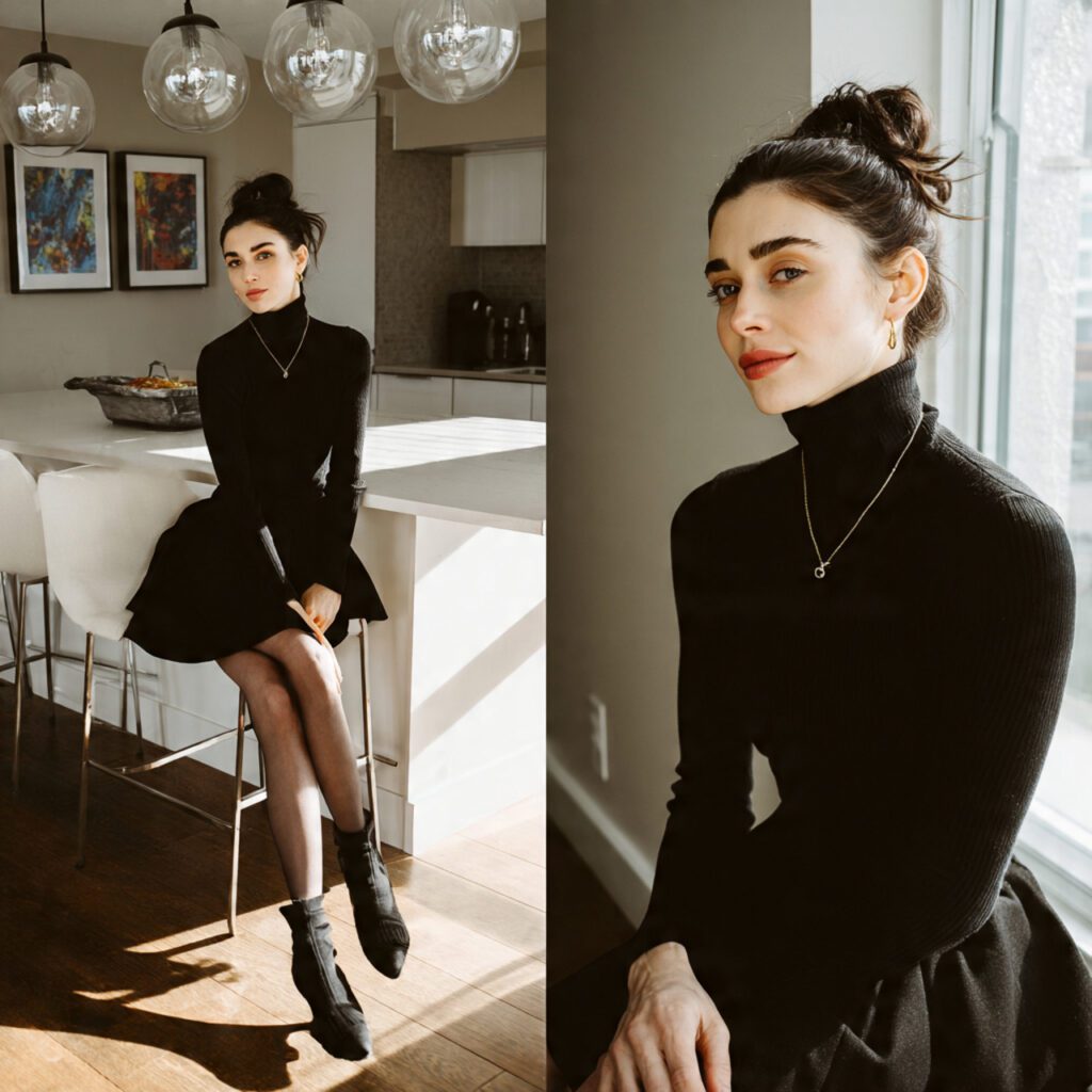 fitted_turtleneck_paired_with_an_a_line_skirt