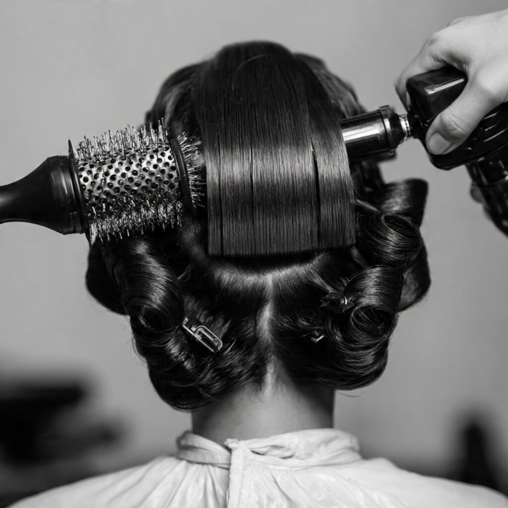 hair_sectioned_neatly_with_clips_while_blow_drying