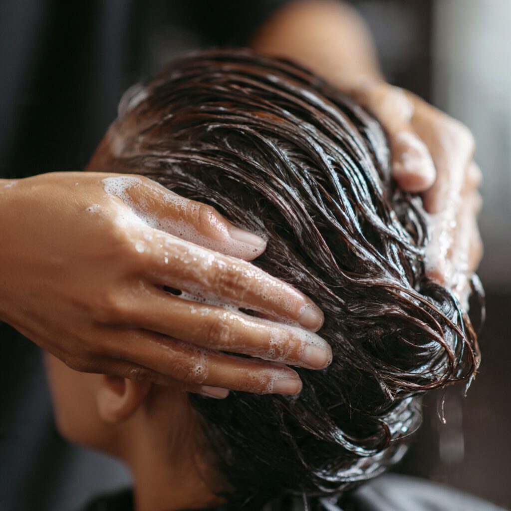 hands_applying_volumizing_mousse_to_damp_thin