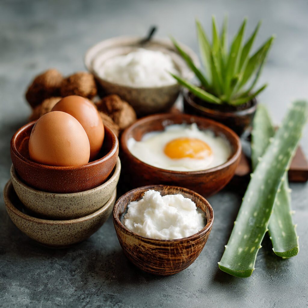homemade_hair_mask_ingredients_like_egg_aloe