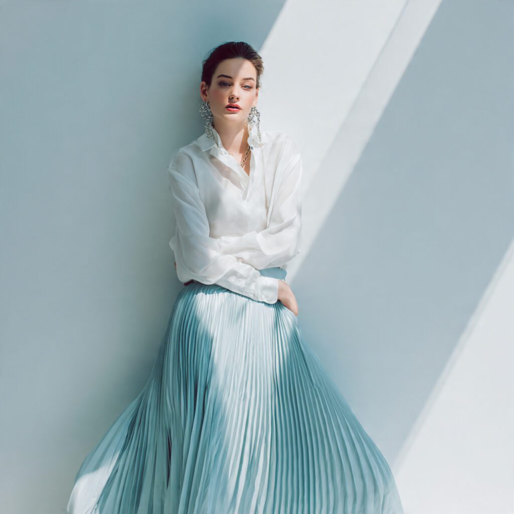icy_pastel_blue_pleated_skirt_airy_spring_vibe