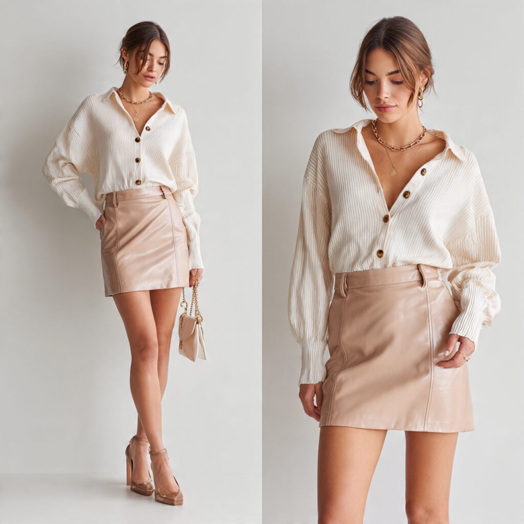 leather_skirt_styled_with_soft_button_down_cardigan