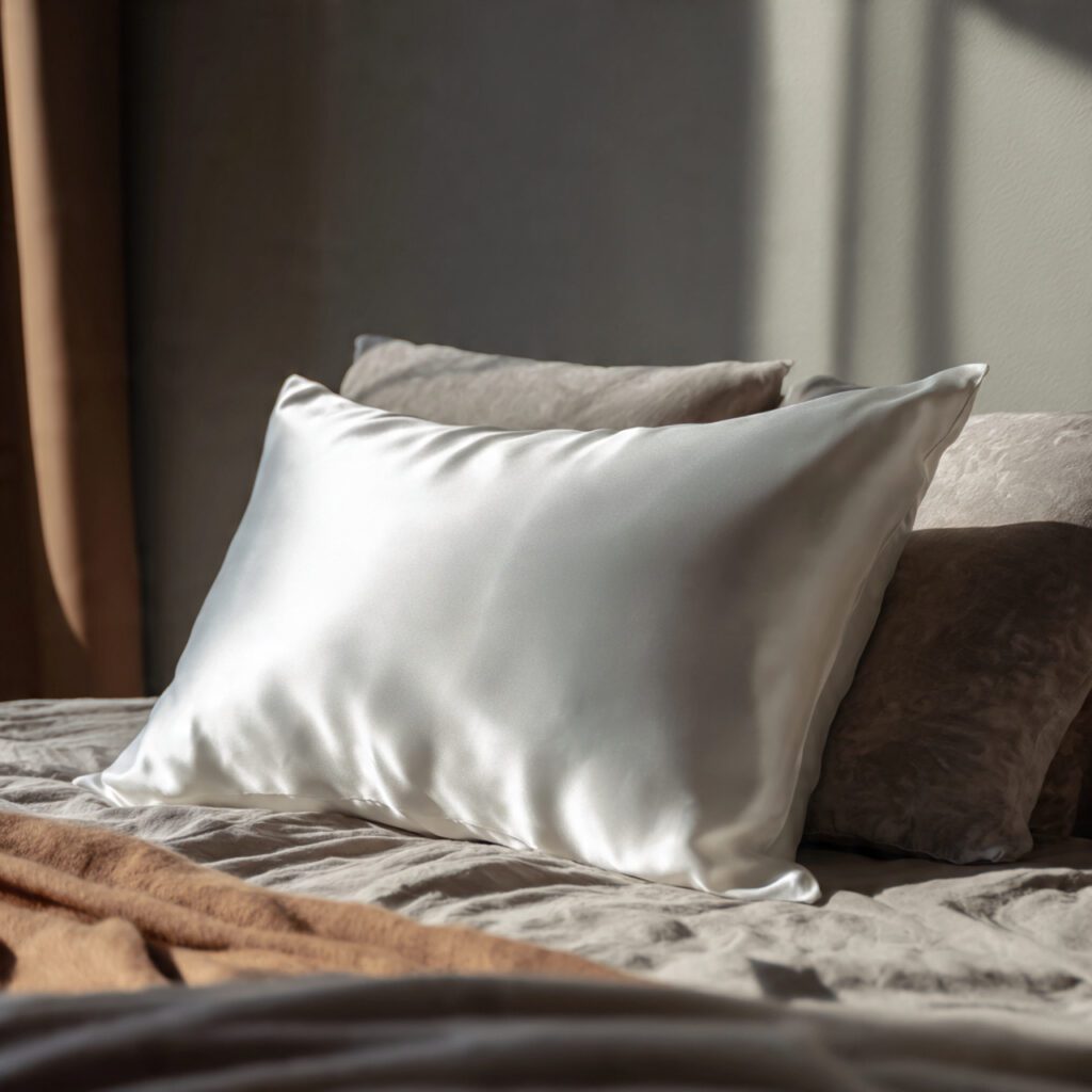 luxurious_silk_pillowcase_on_a_neatly_made