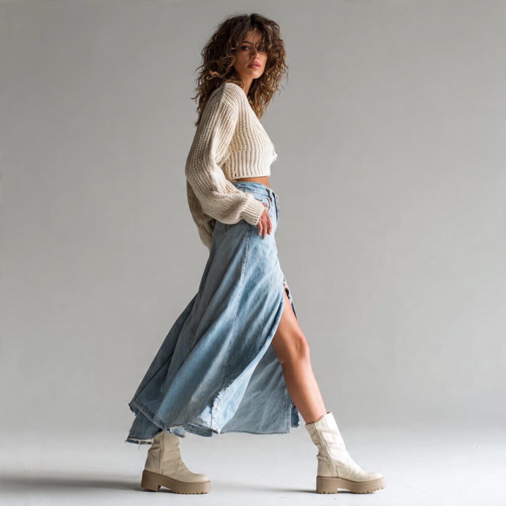 maxi_denim_skirt_cropped_cardigan_boots_or