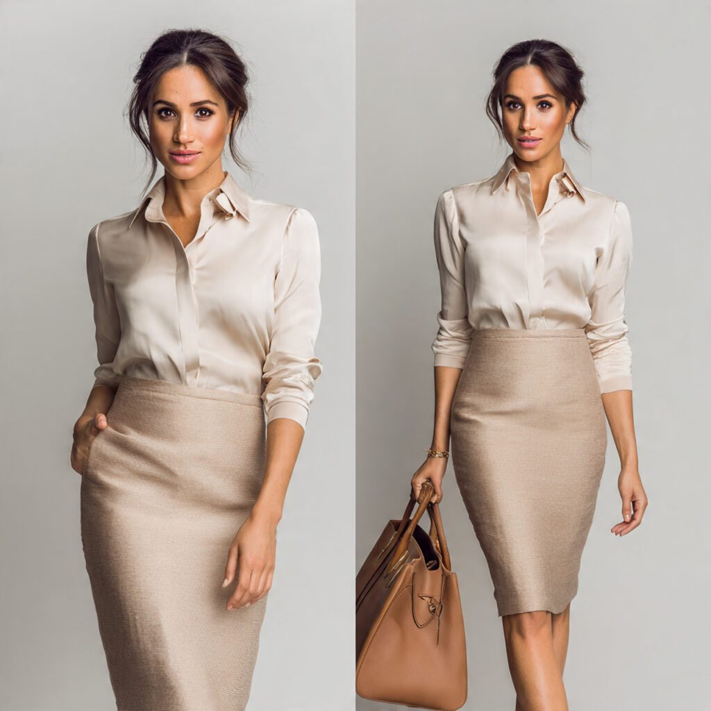 meghan_markle_inspired_pencil_skirt_outfit_neutral_tones