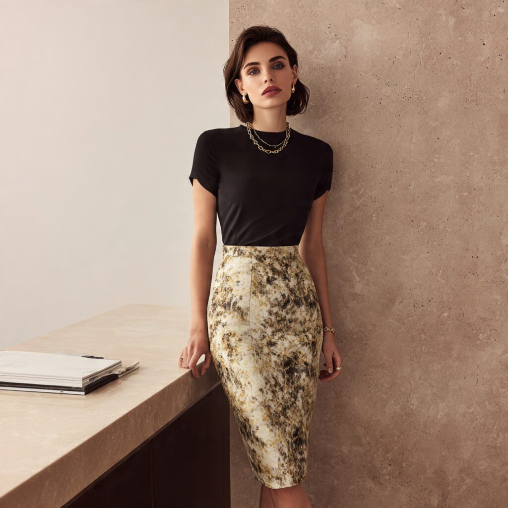 office_look_featuring_a_subtle_print_midi_skirt