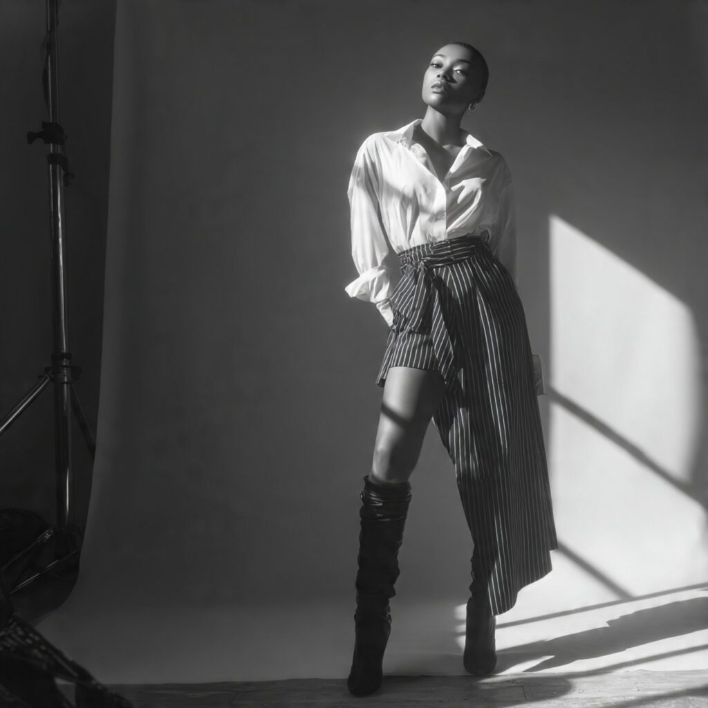 petite_woman_in_structured_skirt_with_vertical