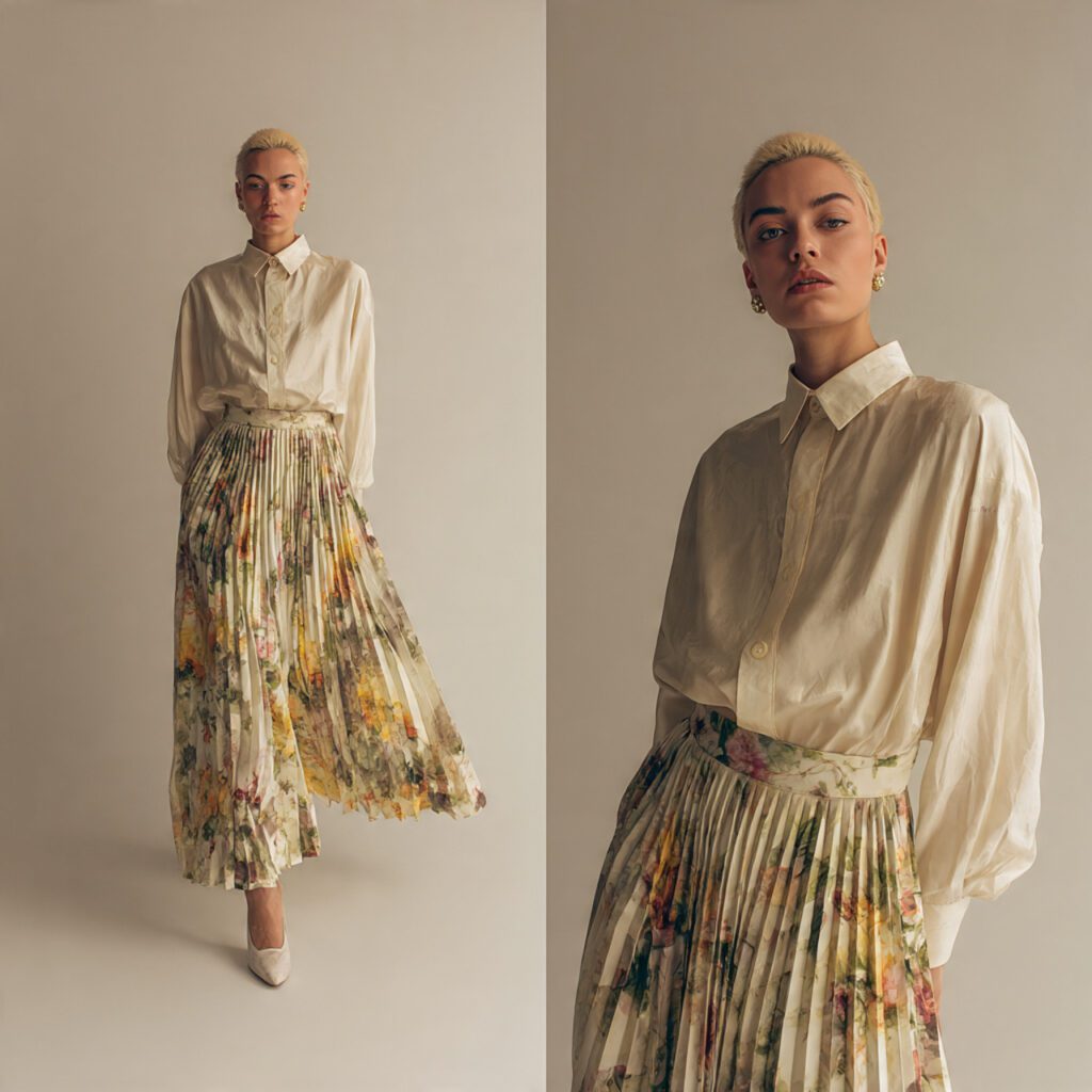pleated_floral_skirt_with_textured_folds_silk