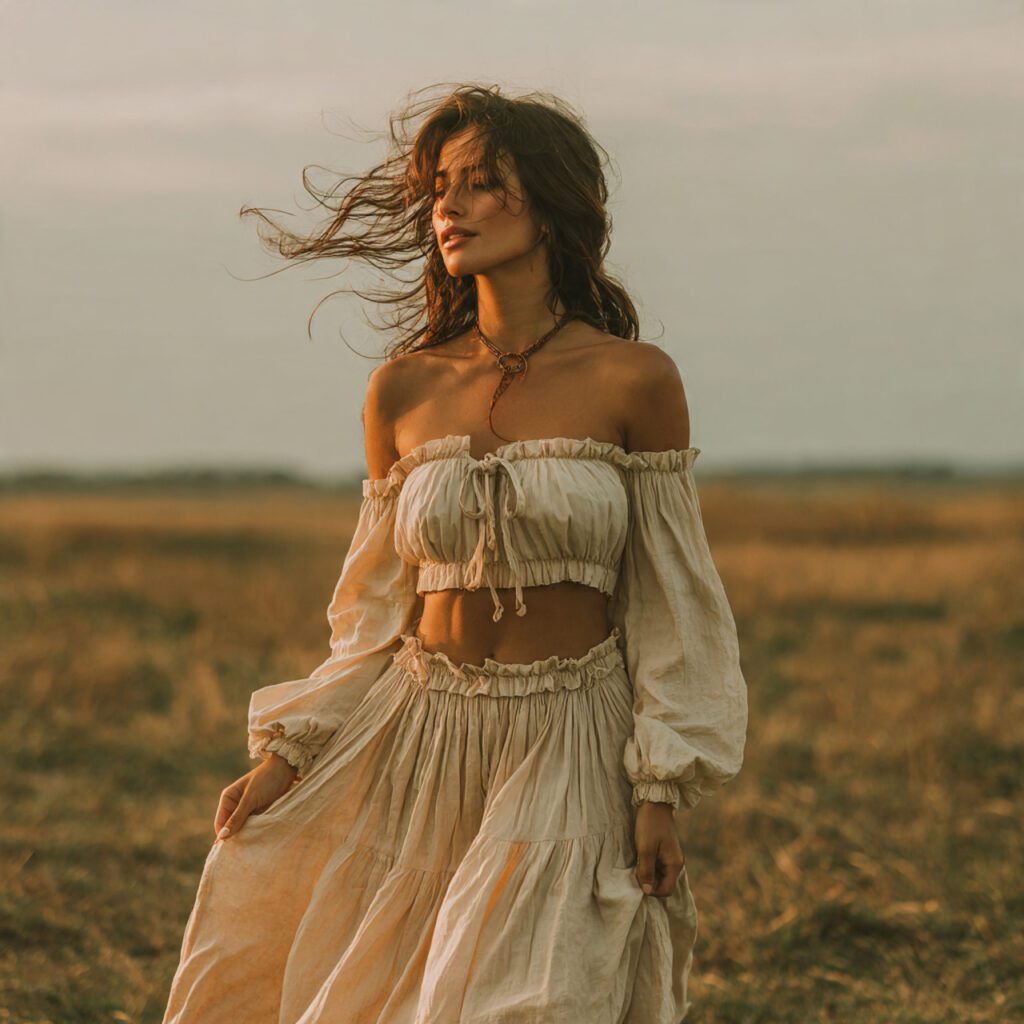 romantic_off_shoulder_top_paired_with_flowing_long