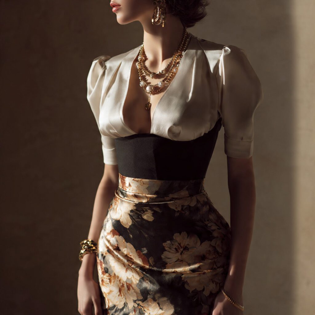 satin_floral_skirt_glossy_romantic_texture_structured