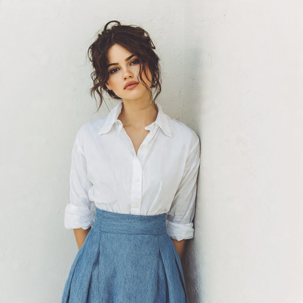 selena_gomez_inspired_denim_midi_skirt_outfit_crisp