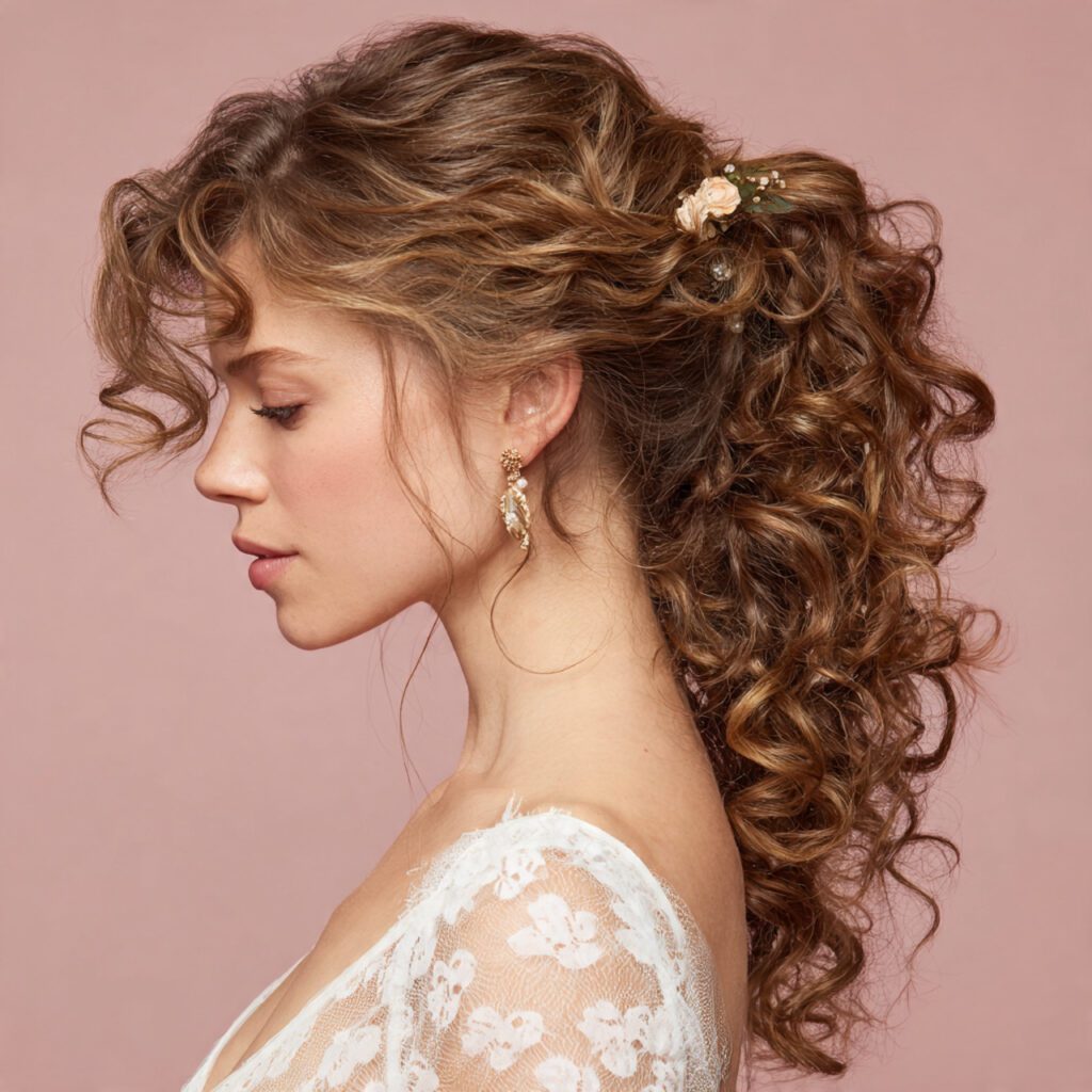 Side-Swept Curly Ponytail