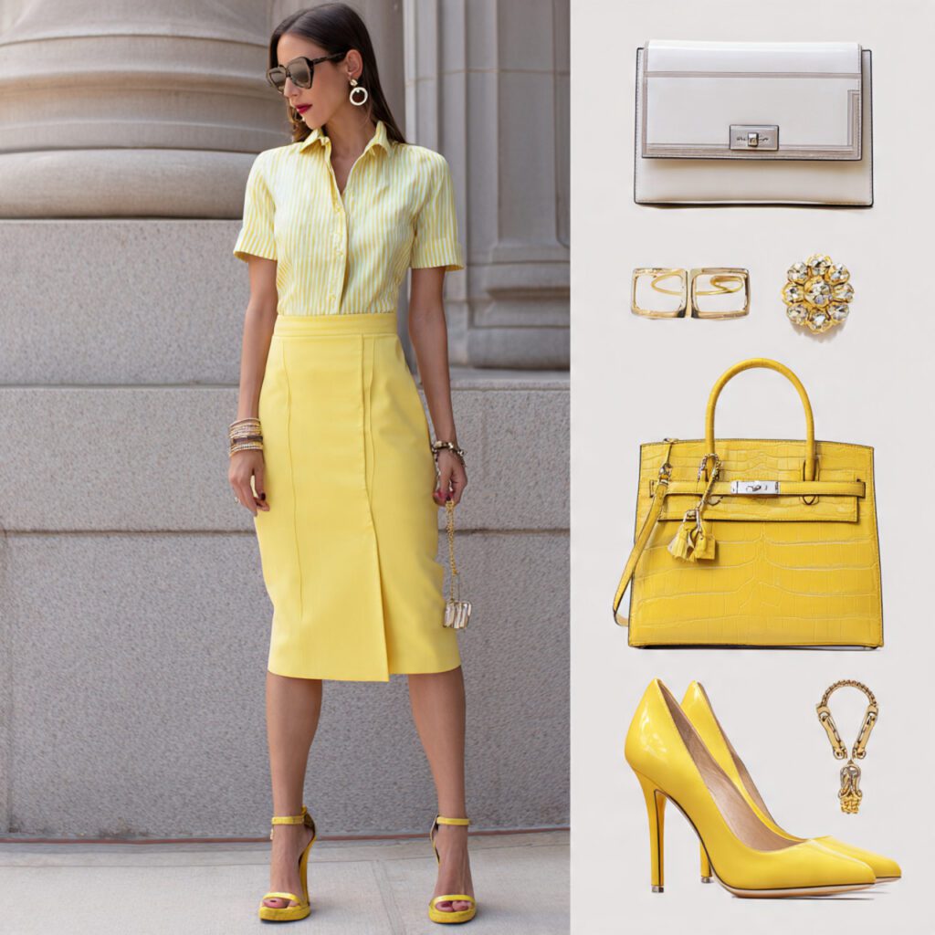 skirt_outfit_with_structured_handbag_clutch_crossbody