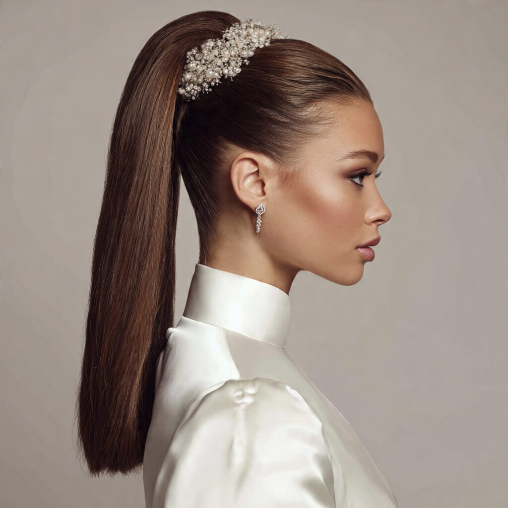 Sleek Ponytail for Heart-Shaped Faces