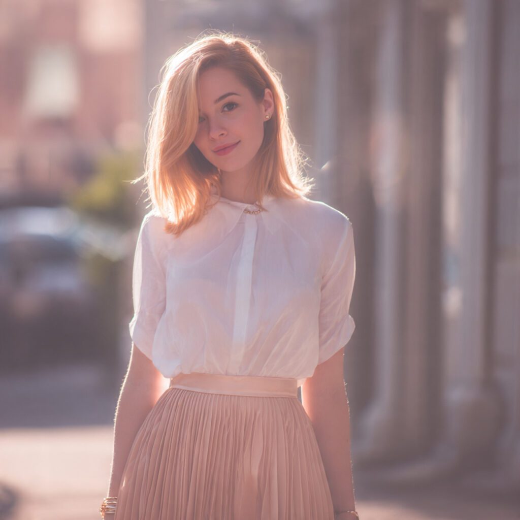 soft_peach_blush_pleated_skirt_light_romantic_mood