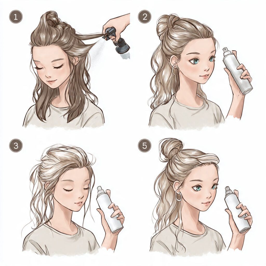 step_by_step_haircare_illustration_showing_mousse_application_on