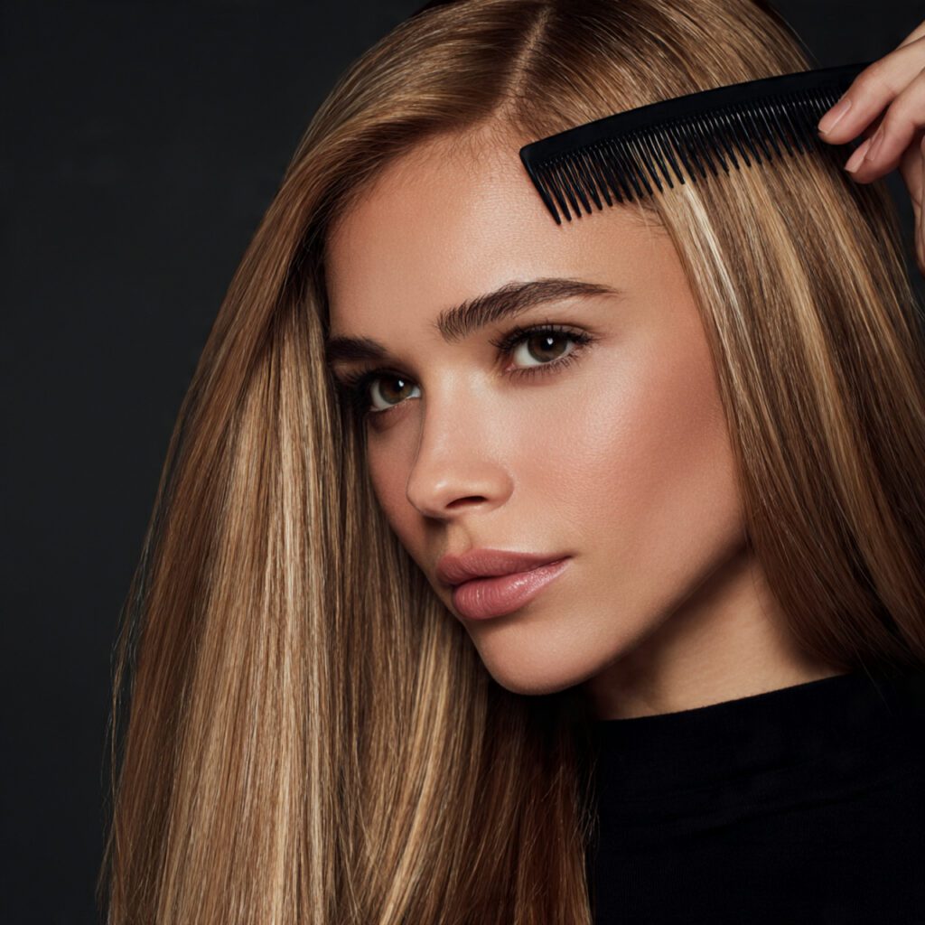 teasing_hair_at_crown_with_fine_tooth_comb