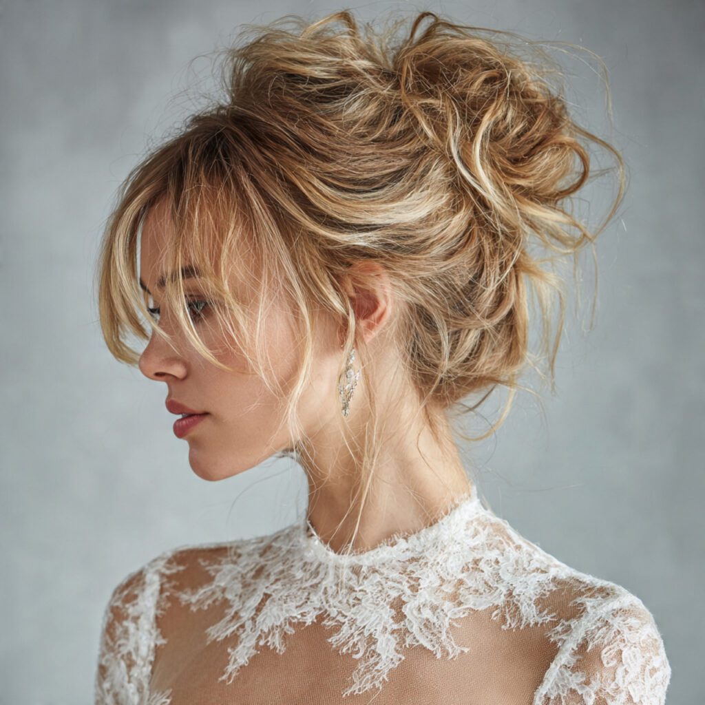 Textured Bun for Round Faces