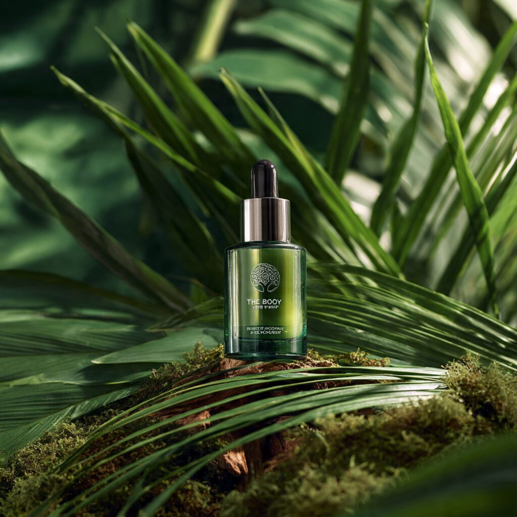 the_body_shop_serum_displayed_with_rainforest_inspired