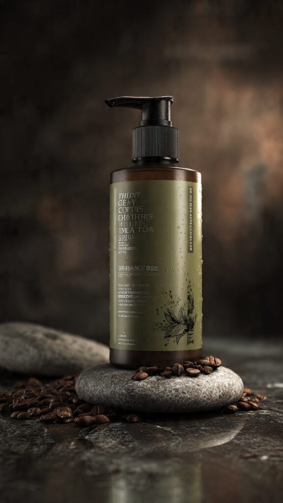 thickening_shampoo_bottle_with_caffeine_and_green