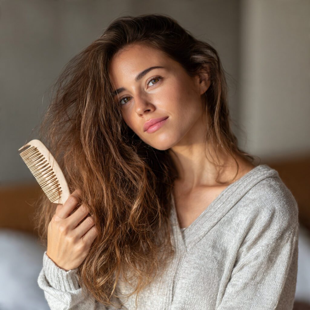 woman_gently_brushing_thin_hair_with_a