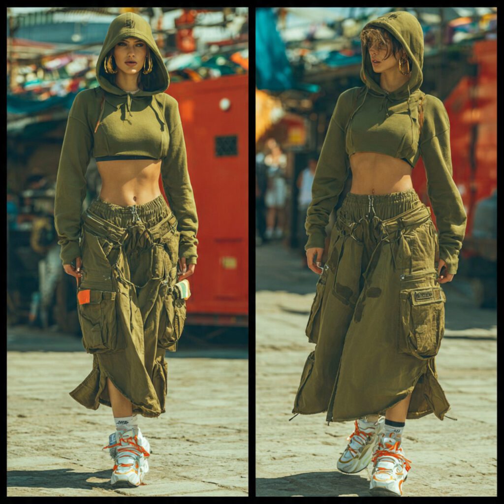 y2k_inspired_cargo_skirt_with_crop_hoodie_sneakers
