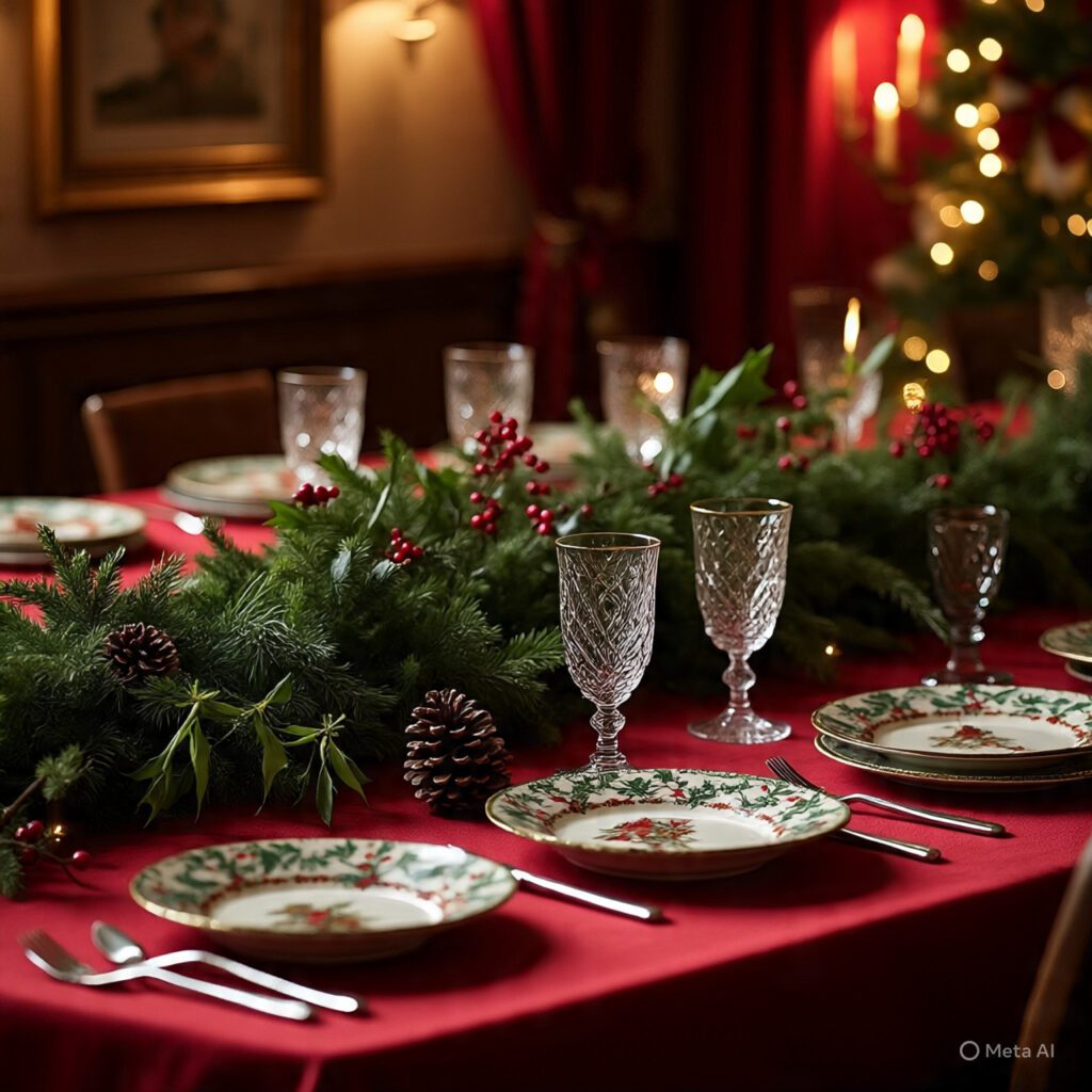 Classic Christmas Dining Table Setting