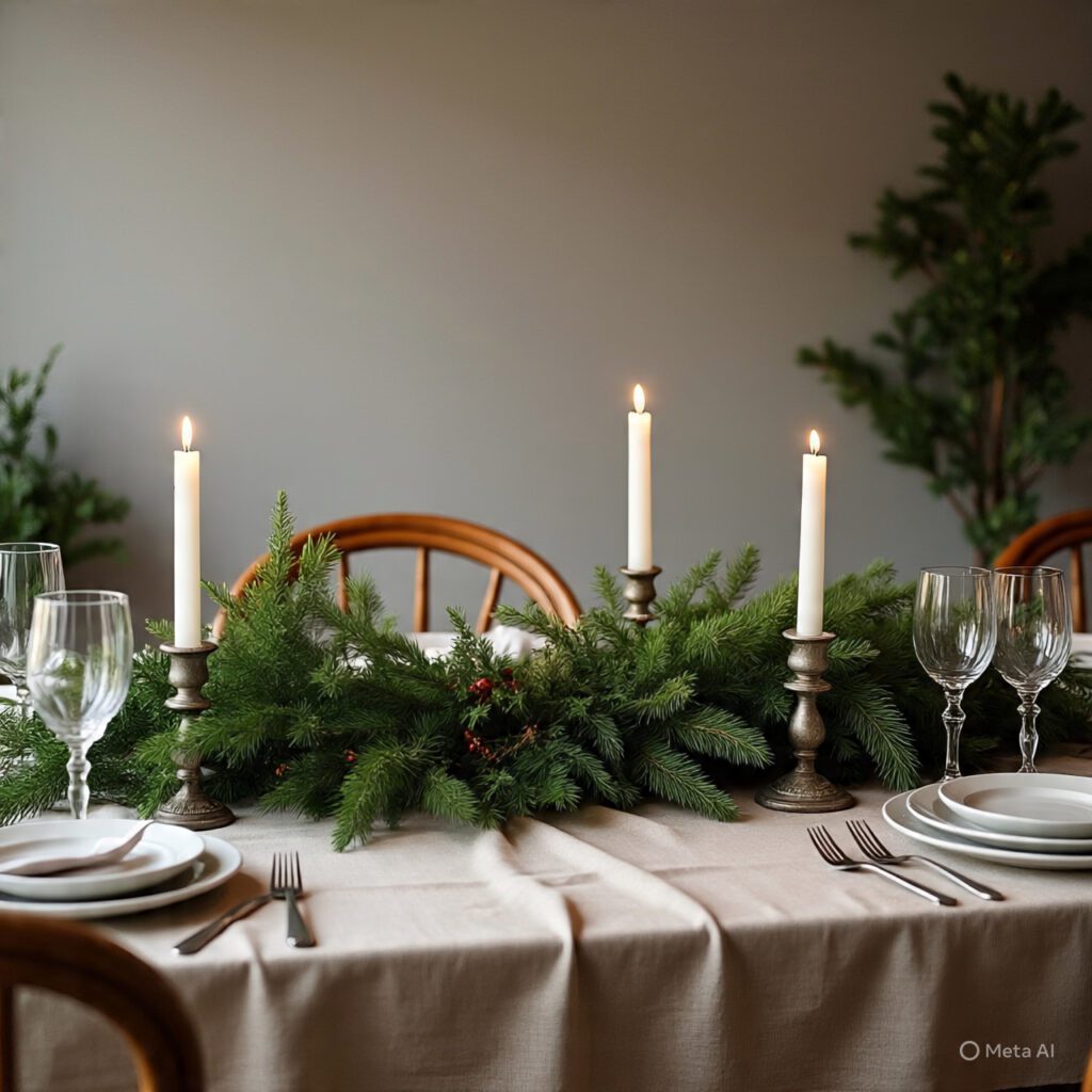 Neutral and Elegant Christmas Dining Room