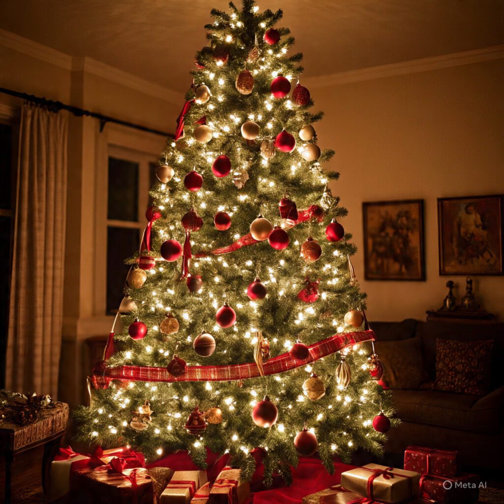 Classic Red and Gold Christmas Tree