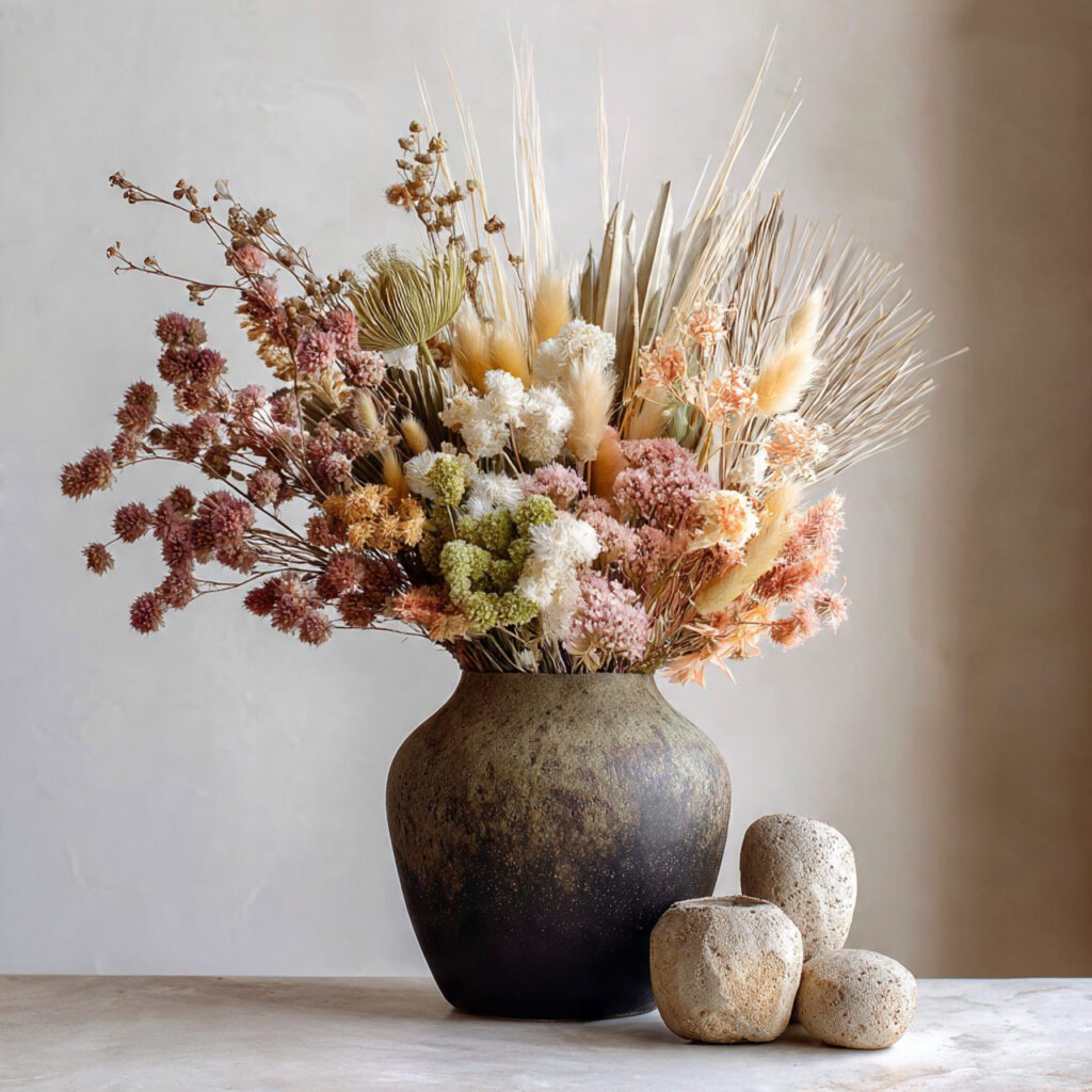 Dried Florals Blended With Fresh Blooms