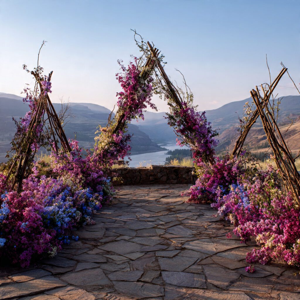 Florals Paired With Artistic Backdrops