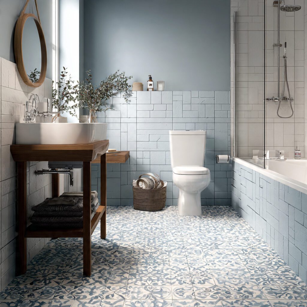 Blue Patterned Floor Tiles