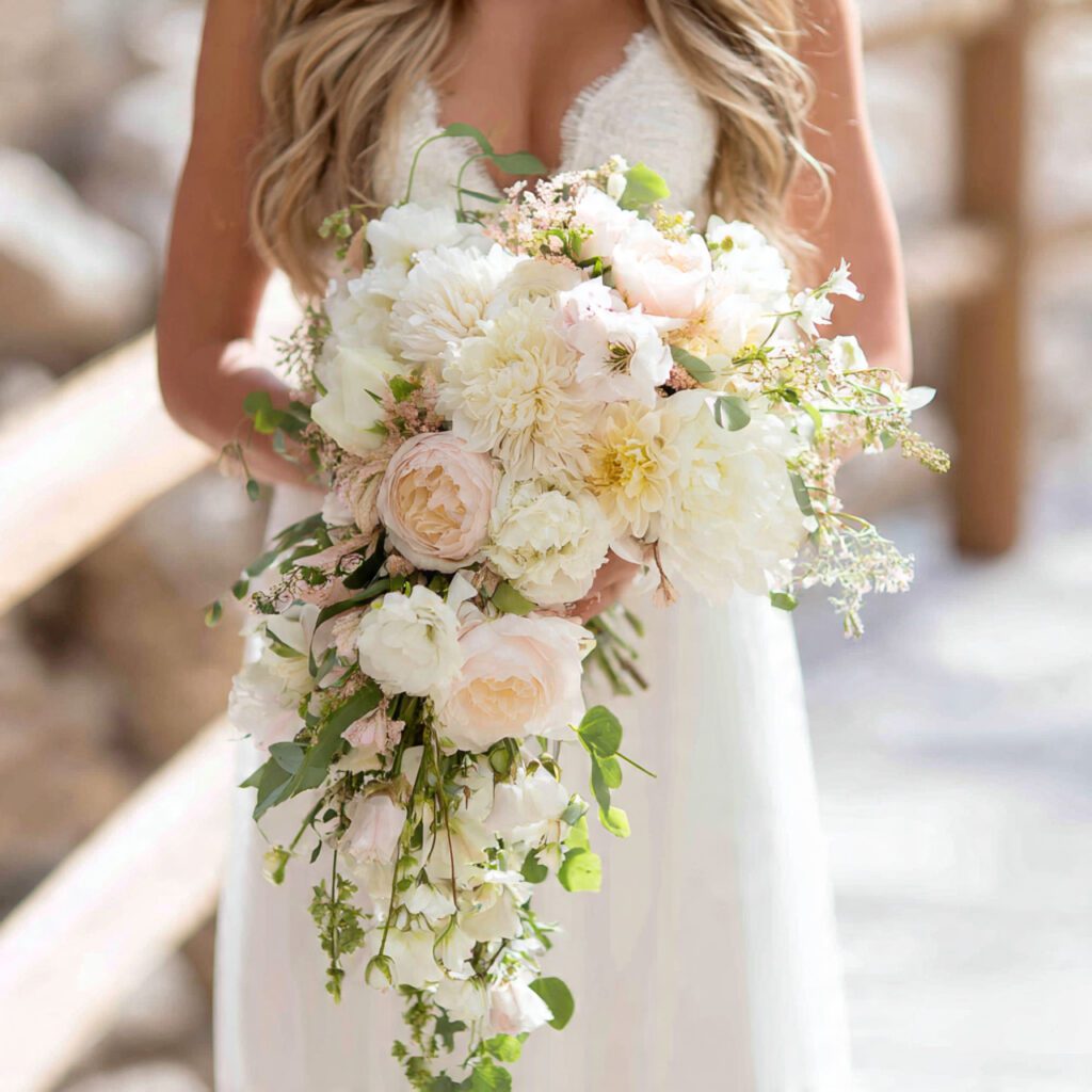 Cascading Bridal Bouquets With Motion and Grace
