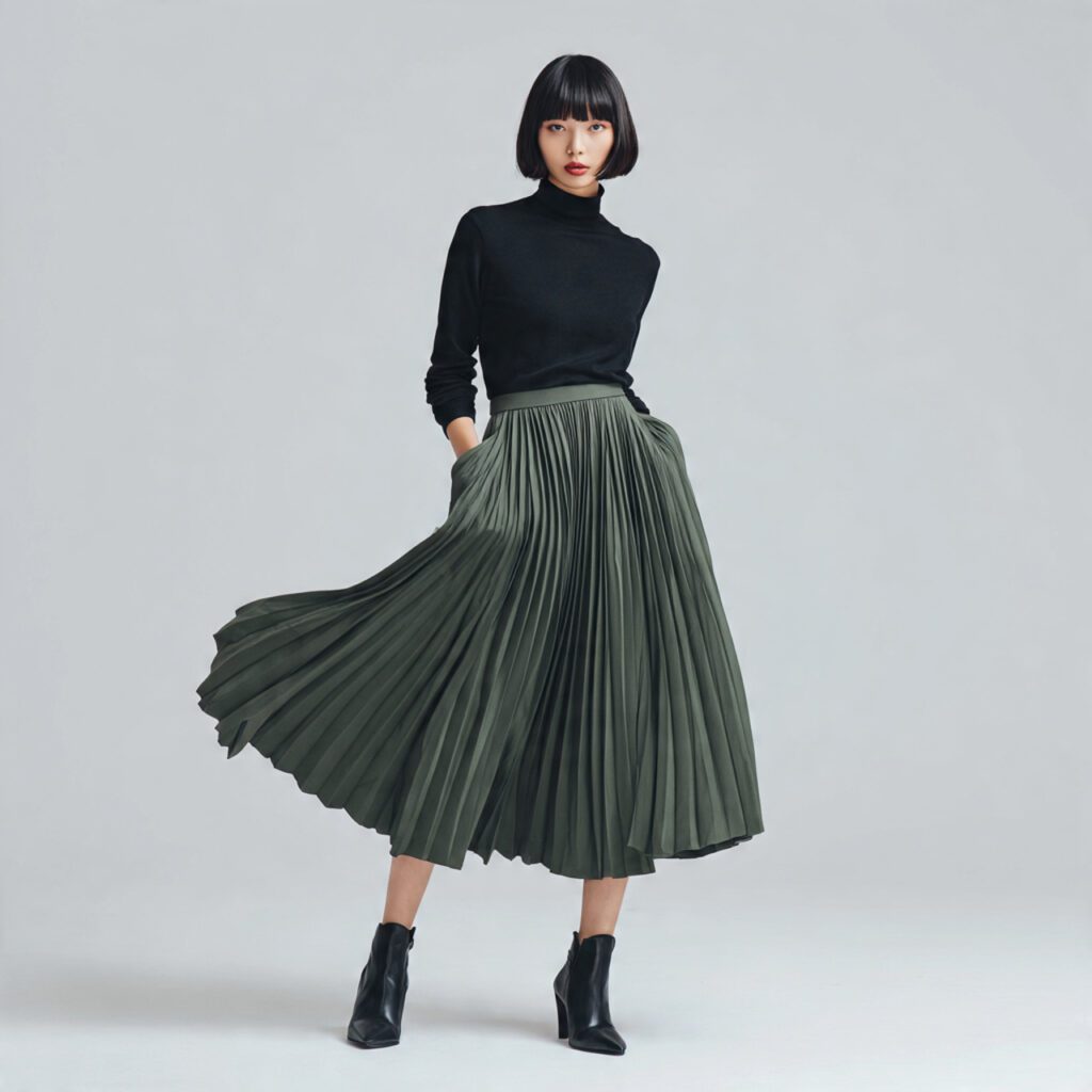 Elastic Waist Pleated Skirt