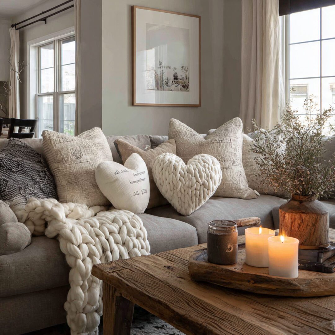 Rustic Valentine Living Room Accents