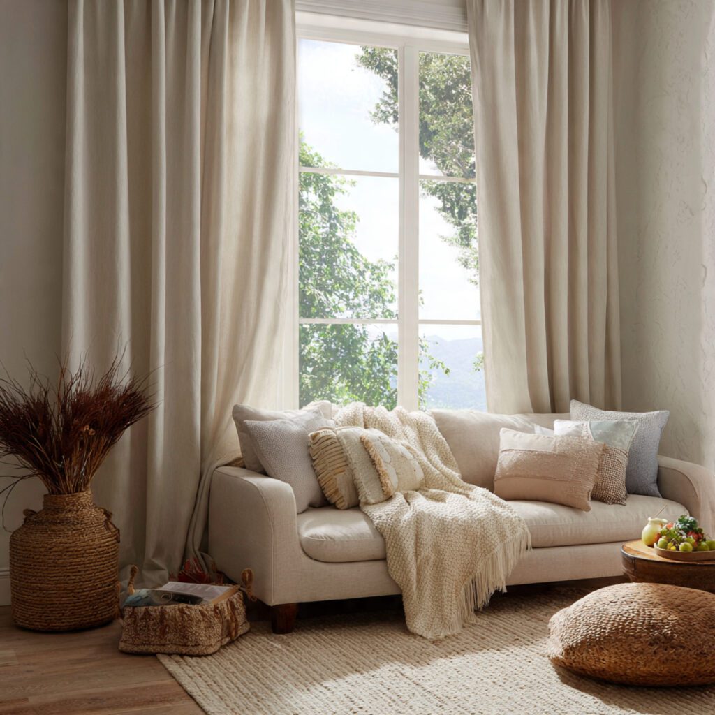 Use Curtains to Soften the Space