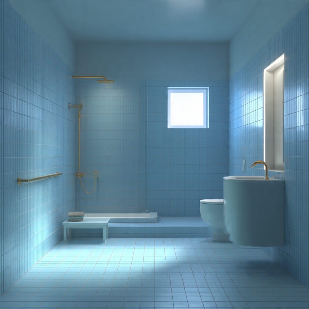 Minimal Blue Bathroom Styling